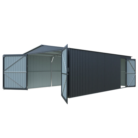 13'x20' Plus Upgraded Metal Shed w/ Double Front Doors & Side Entry Door