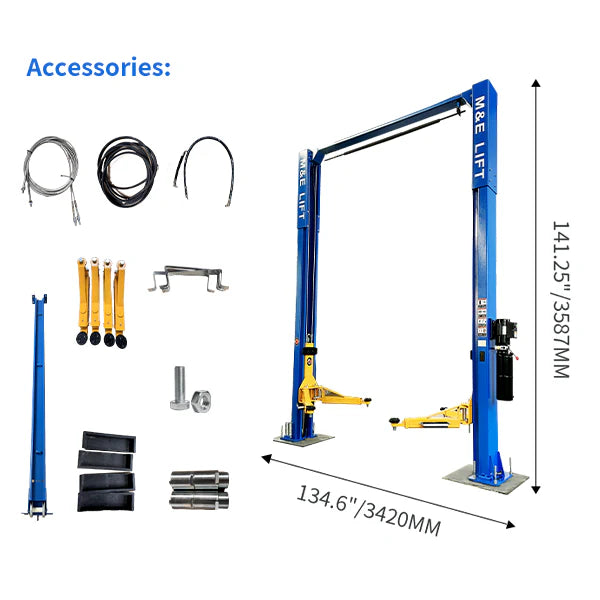 M&E 2 Post Lift 11000lbs Two Post Auto Lift Auto Truck Hoist Super Quality-ME-LM110S