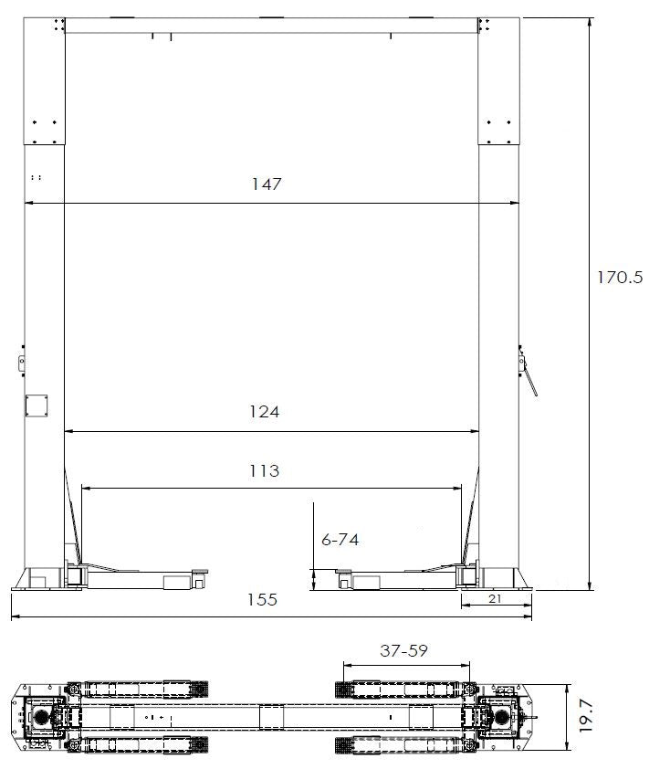 Triumph NTO-20S 20,000 lb Two Post Auto Lift