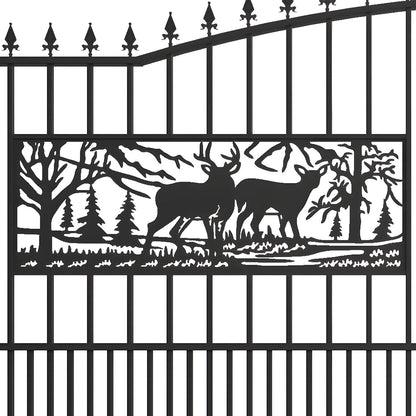 18x7 ft Steel Dual Swing Driveway Gate with Rectangular Deer Pattern