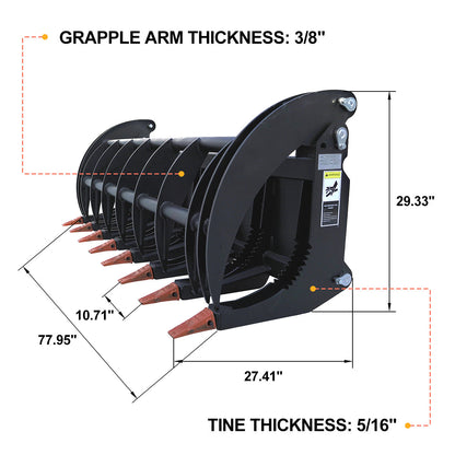 Greatbear 78'' Heavy Root Grapple Rake