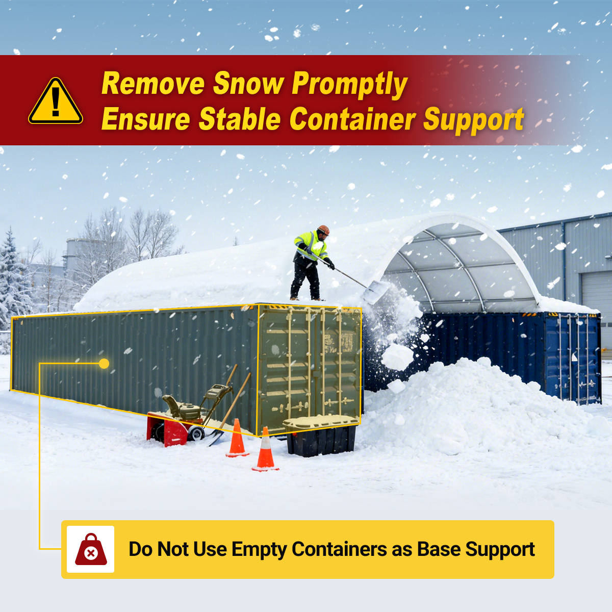 40x40x15 ft Container Shelter with Closed Back Panel