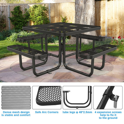 46" Square Picnic Table With Umbrella Hole