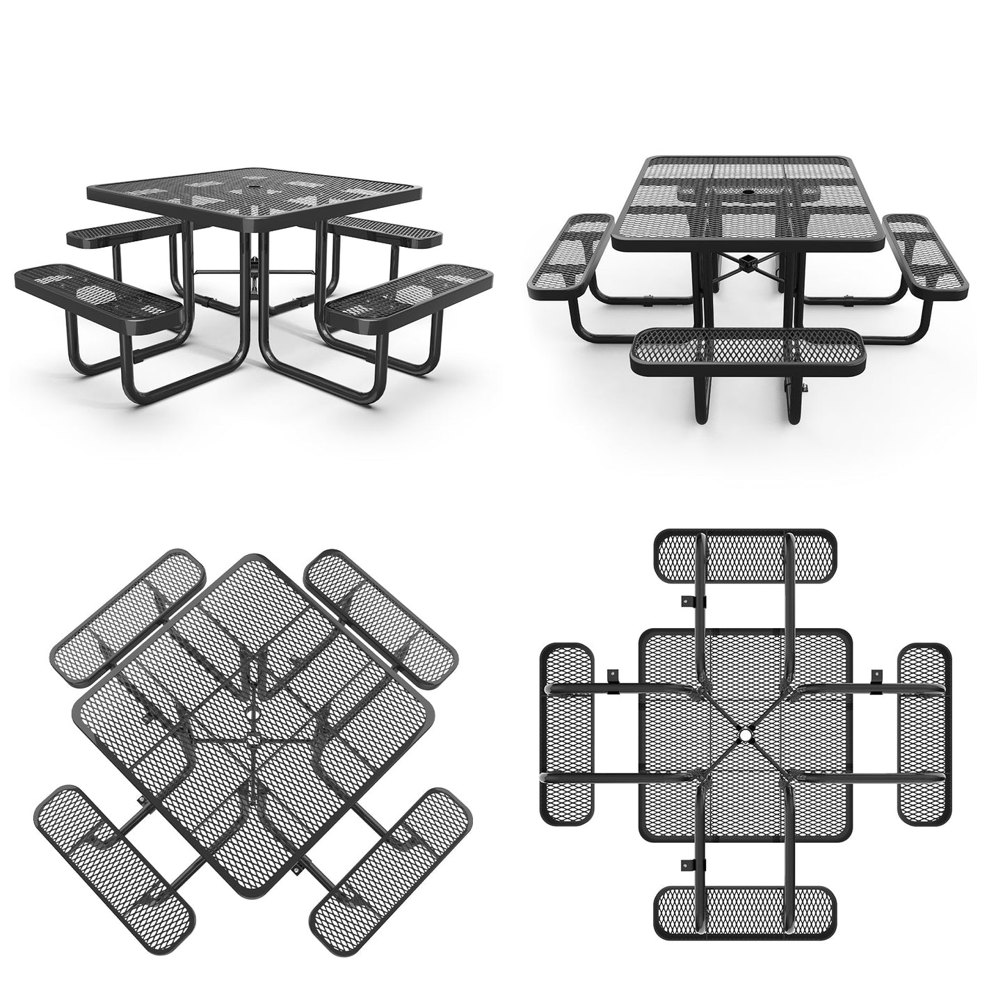 46" Square Picnic Table With Umbrella Hole