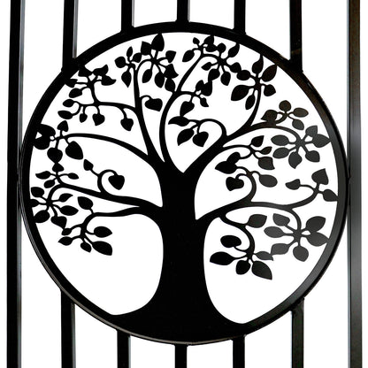 16x8 ft Steel Dual Swing Driveway Gate with Tree Pattern