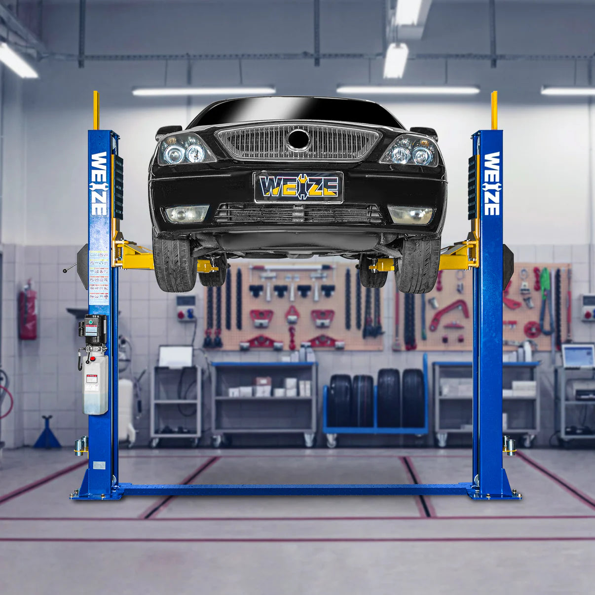 WEIZE 2 Post Automotive Car Lift, 12000 lbs Capacity, 220V 4HP Powerful Motor with Single Point Lock Release