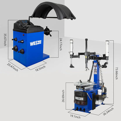 WEIZE New Tire Changer with Robo-Arm & Robo-Roller Tool, Electric Motor and 2 Helper Arms