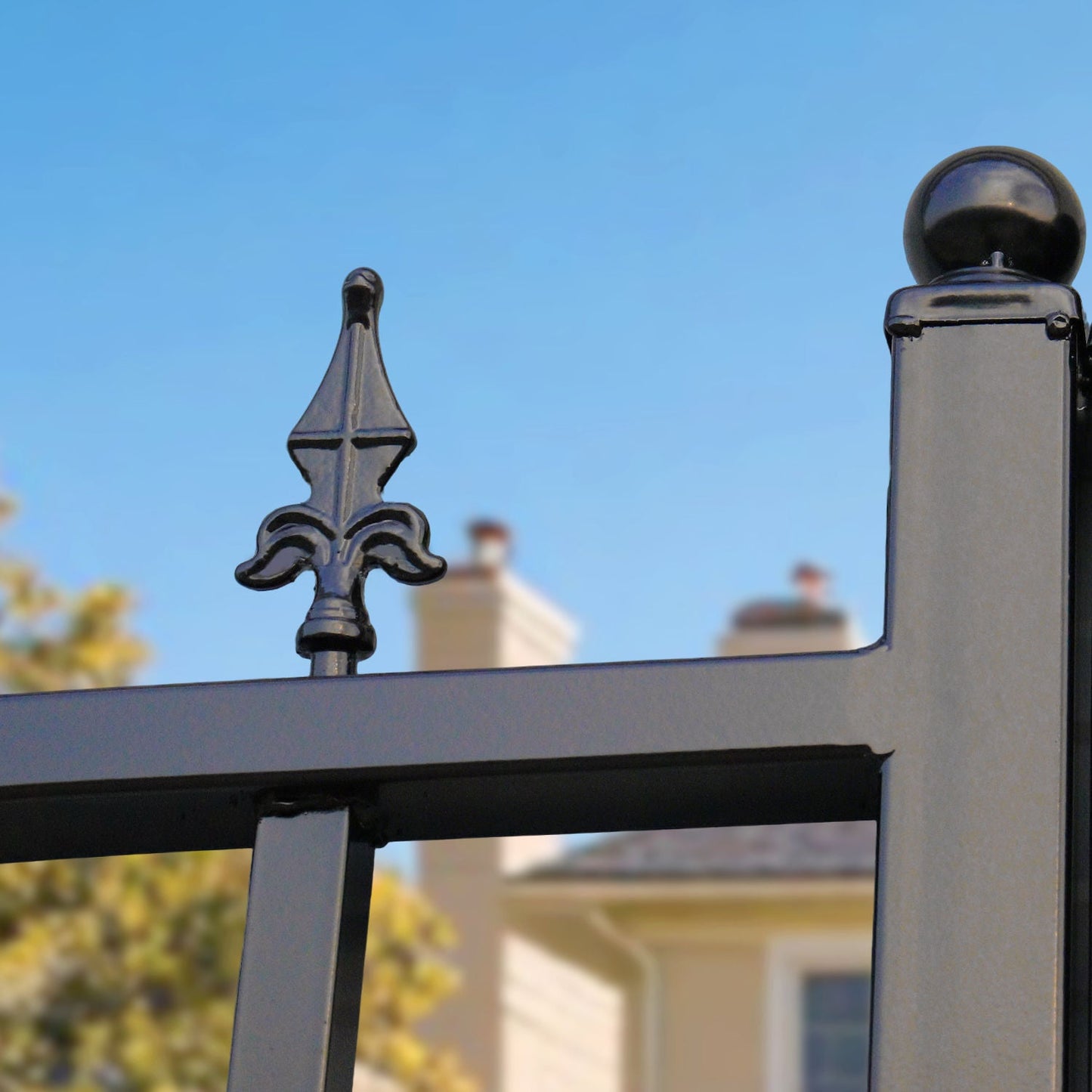 20x8 ft Steel Dual Swing Driveway Gate with Wider Goalposts