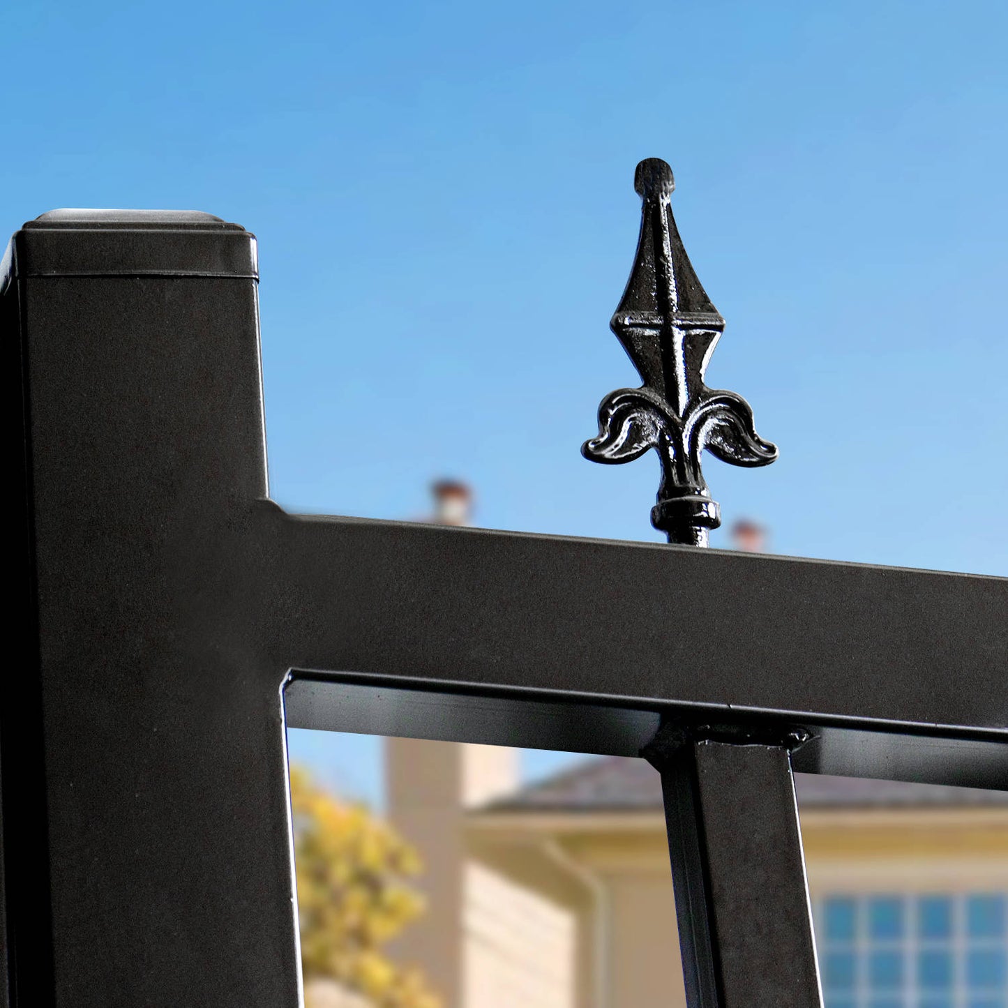 18x7 ft Steel Dual Swing Driveway Gate with Rectangular Deer Pattern