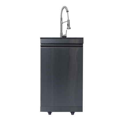 NG 85" 6-Burner 85,000 BTU Black Outdoor Kitchen Island Grill Refrigerator + Rotisserie Kit + Sink