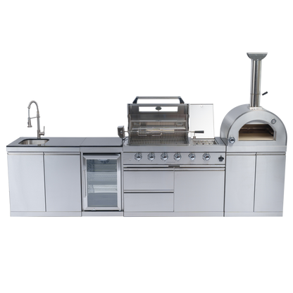 125" 10,8000 BTU 4-Burner Outdoor Kitchen Island Grill with Pizza Oven
