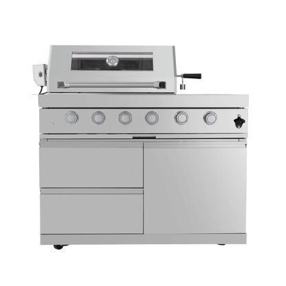 125" 10,8000 BTU 4-Burner Outdoor Kitchen Island Grill with Pizza Oven