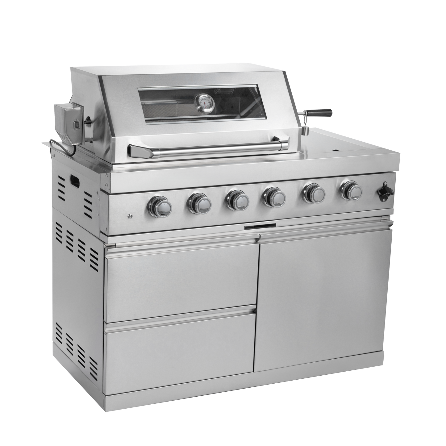 125" 10,8000 BTU 4-Burner Outdoor Kitchen Island Grill with Pizza Oven