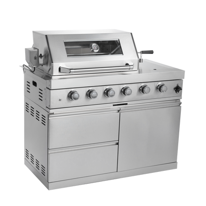 125" 10,8000 BTU 4-Burner Outdoor Kitchen Island Grill with Pizza Oven