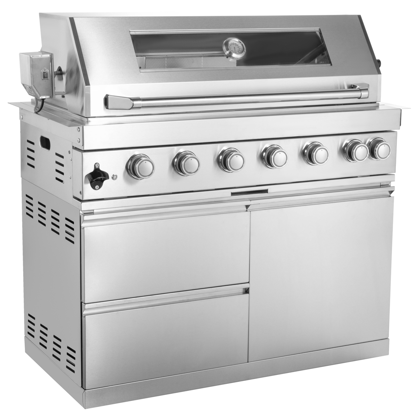 128" 120,000 BTU 6-Burner Outdoor Kitchen Island Grill with Pizza Oven