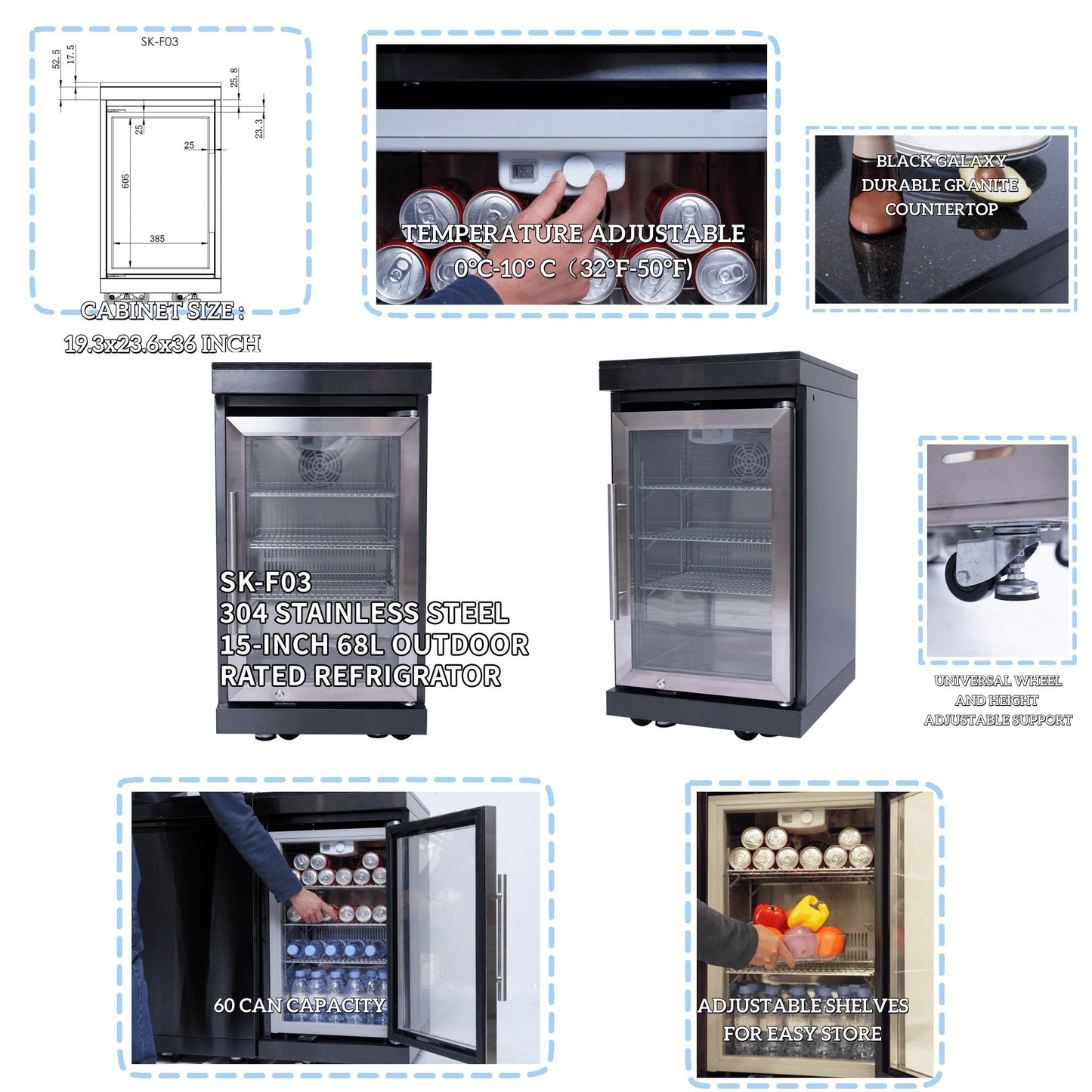 NG 85" 6-Burner 85,000 BTU Black Outdoor Kitchen Island Grill Refrigerator + Rotisserie Kit + Sink