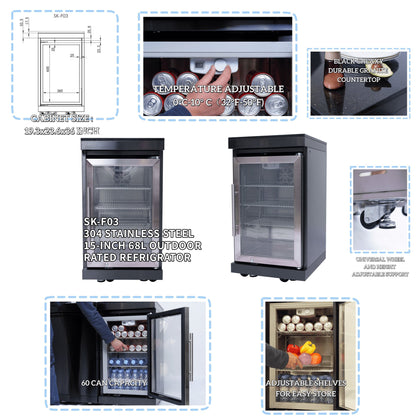 NG 85" 6-Burner 85,000 BTU Black Outdoor Kitchen Island Grill Refrigerator + Rotisserie Kit + Sink
