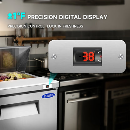 48" Width Commercial Refrigerators Sandwich & Salad Prep Table with a Butcher Block Cutting Board