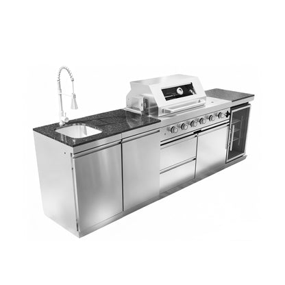 104" 4-Burner 72,000 BTU Silver Outdoor Kitchen Island Grill  with Storage Cabinets & Drawers